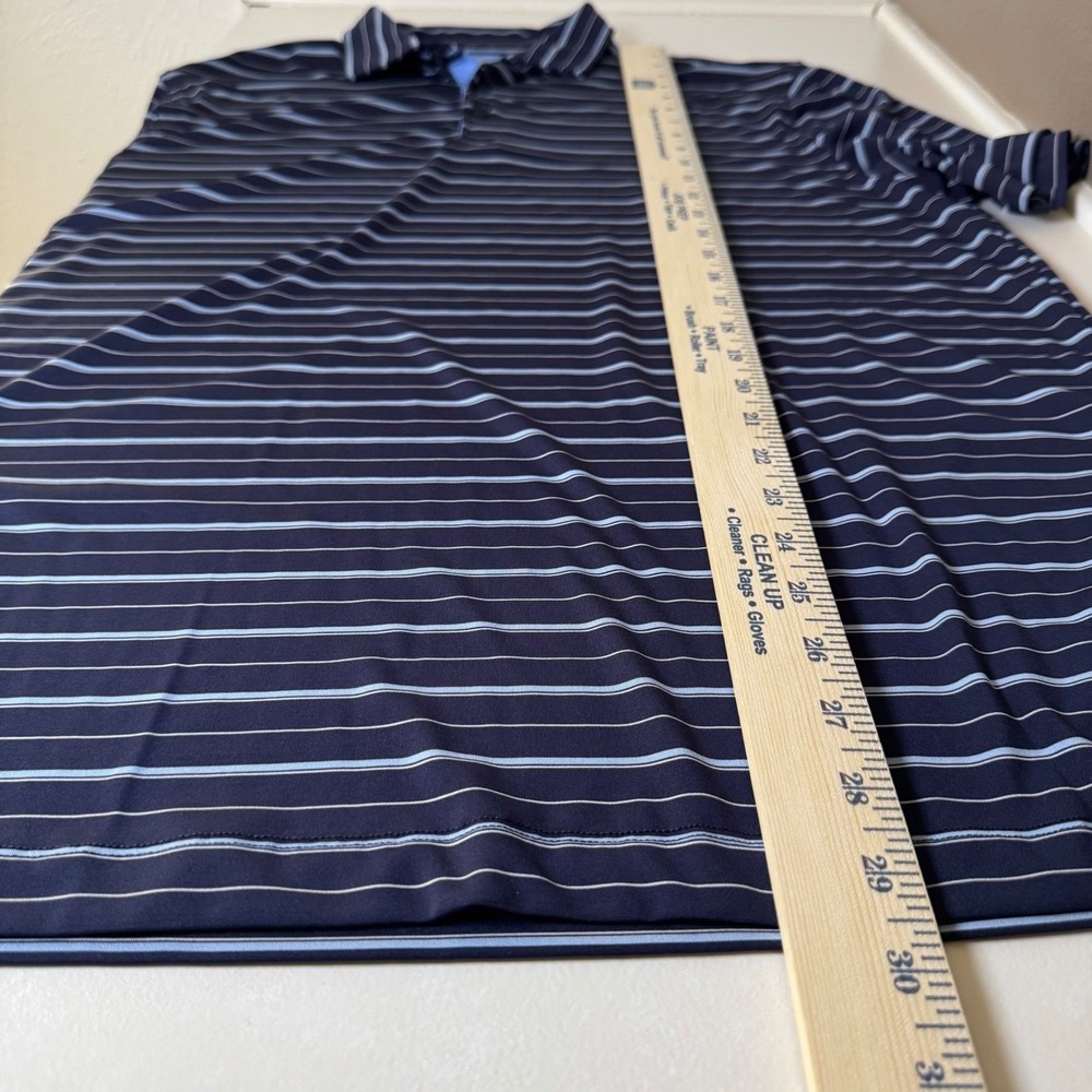 Jos A Bank Traveler Golf Polo Shirt Mens Navy Blue Stripe Traditional Fit Size M - Picture 5 of 8